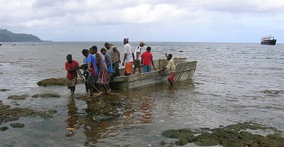 Hauling the new generator ashore
