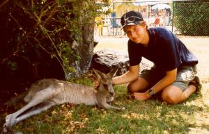With a kangaroo