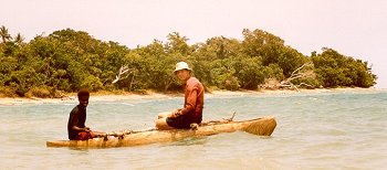 In an outrigger canoe